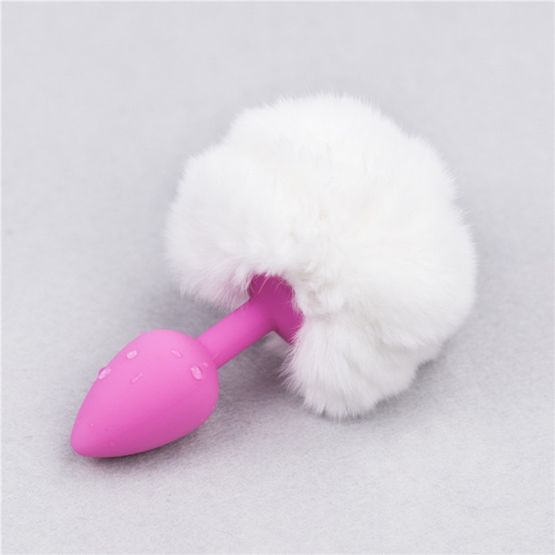 plug anal rose queue de lapin blanc