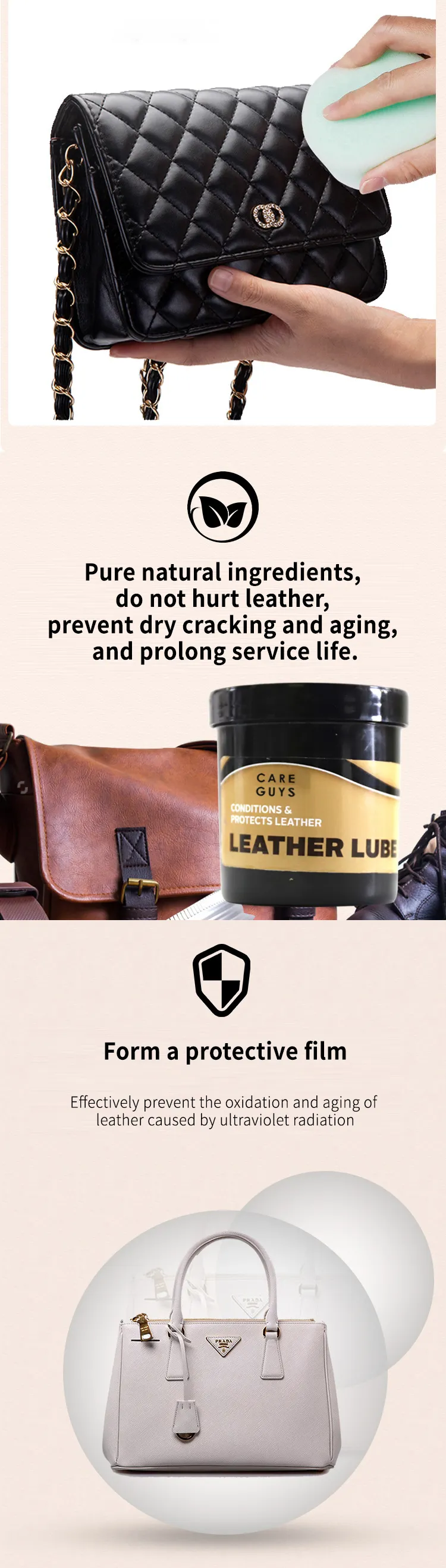 113g formule naturelle No Harm cuir protecteur cuir conditionneur entretien cuir lubrifiant avec éponge essuyage produit d'entretien des chaussures