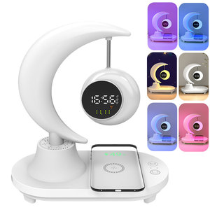 New Arrival Modern LED Music Ambient Lights Wireless Charging Smart Desk <strong>Lamp</strong> With BT Speaker <strong>Time</strong> Date Week Display Function - Product Image 1