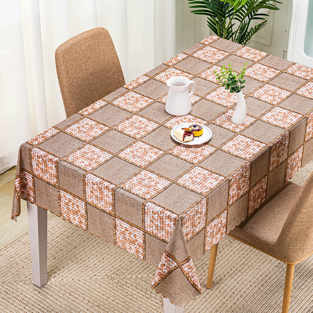 Pink Checked Plaid with Floral Edge Classic PVC Table Cover