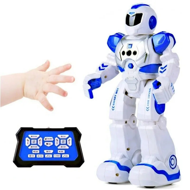 Inteligente controle remoto indução robôs brinquedos com luz e som para crianças
