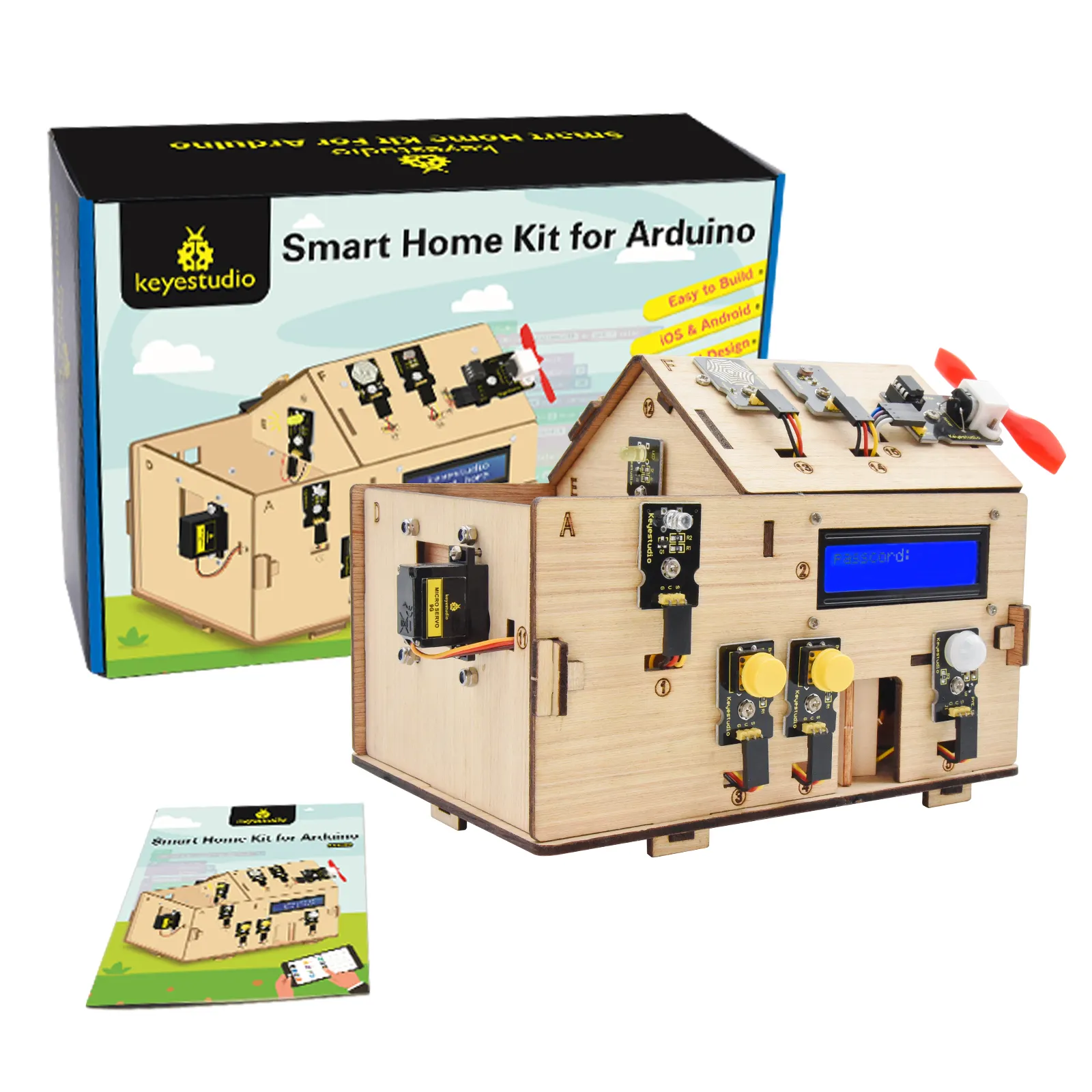 Offre Spéciale projets de domotique intelligente maison en bois composant électronique Robot Kit pour Arduino bricolage Kit électronique