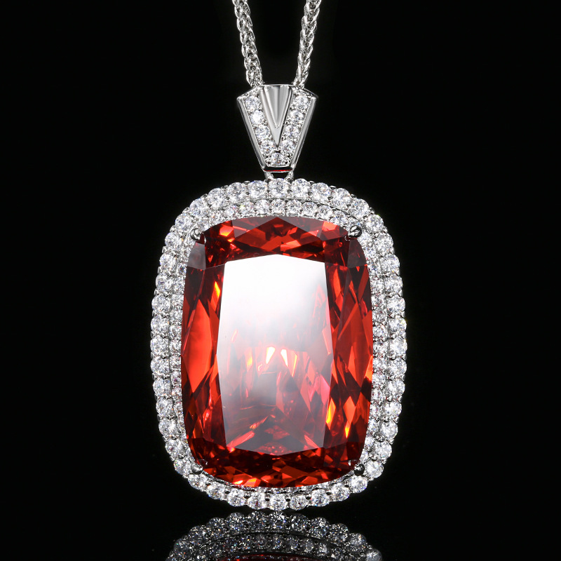 Pendentif orange platine avec chaîne Chopin