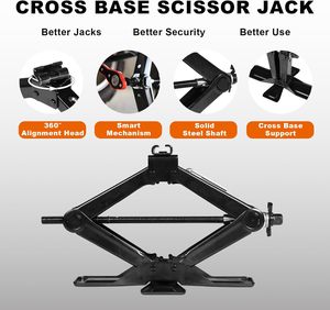 1.5トンブラックスチールリフトジャック3lb容量自動修理ツールキットレンチCE認定カージャックを含む - Product Image 2
