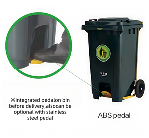 240L Open Top Two-Wheel Mobile Plastic Waste <strong>Container</strong> for Sanitation <strong>Garbage</strong> <strong>Built</strong>-<strong>In</strong> Induction Storage Bucket