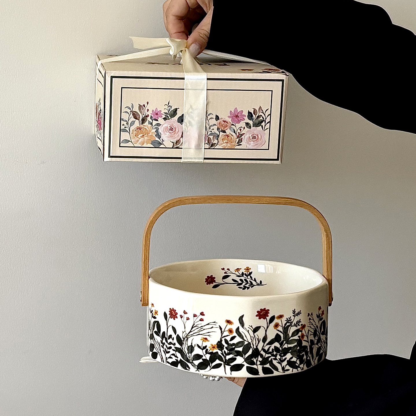 Panier de fleurs de jasmin-modèle D avec poignée épaissie