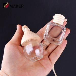 Empty 5ml <strong>8ml</strong> 10ml Wood <strong>Cap</strong> Glass Auto air Freshener Hanging Pendant Necklace Gradient Color Diffuser Fragrance Perfume <strong>Bottle</strong> - Product Image 6