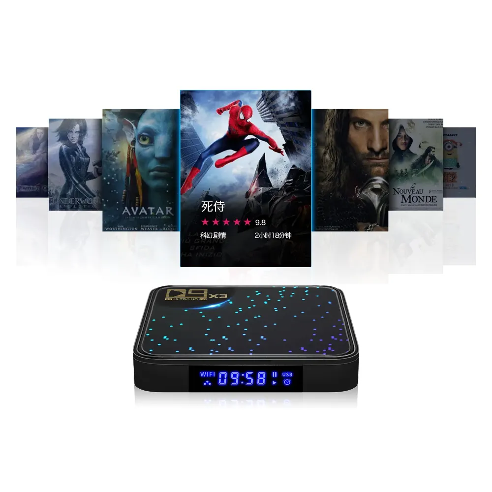 D9X3 AVT TV box Android 4K HDR Android 9 WiFi de doble banda 2GB + 8GB BT caja de TV remota por voz compatible con Google Play YouTube