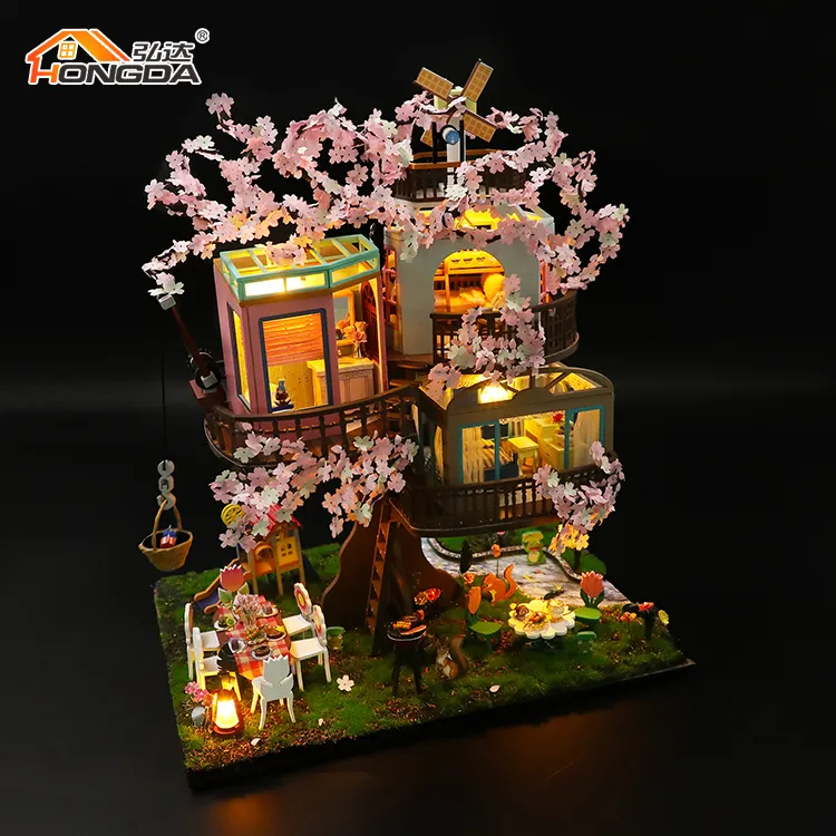 Hongda-casa de muñecas en miniatura para niños, casa pequeña barata, kit de regalo