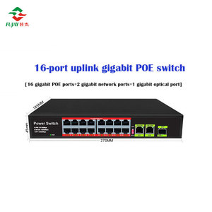Fast <strong>Ethernet</strong> <strong>16</strong> Port 10/100mbps Poe Switch With 2uplink 1sfp Port Vlan 250m Hub Network Switch for Security - Product Image 4