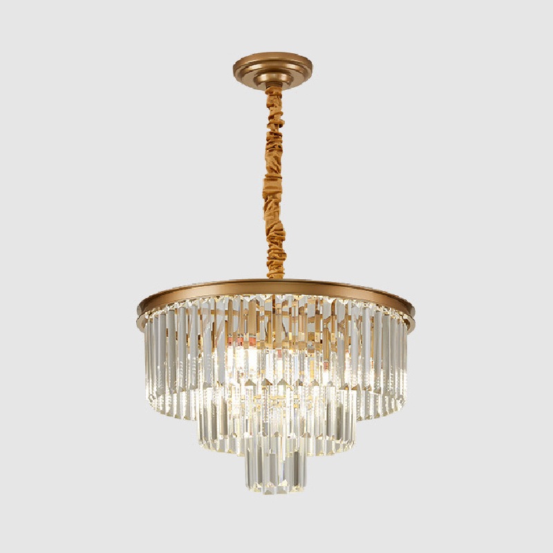 lustre doré de 50 cm de largeur avec chaîne