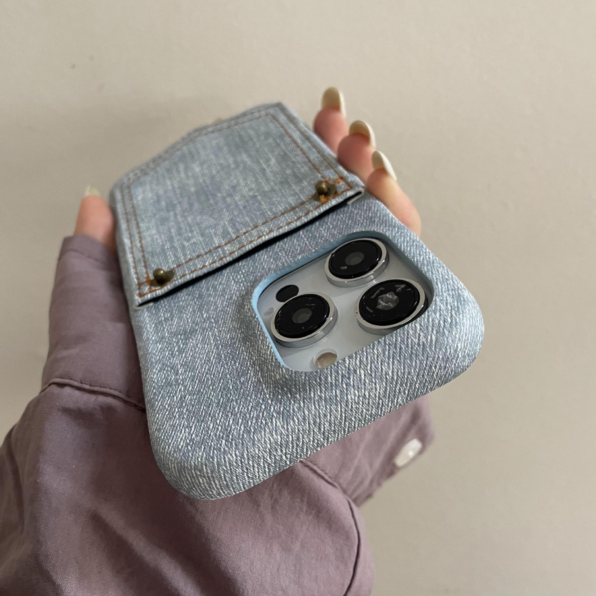 Denim card holder-light blue