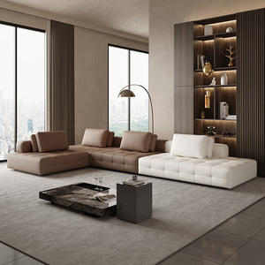 Italian Style Large Genuine Leather Corner Sofa Simple Design <strong>Combination</strong> for Villa or Apartment Living Room-Lawrence Set - Product Image 4