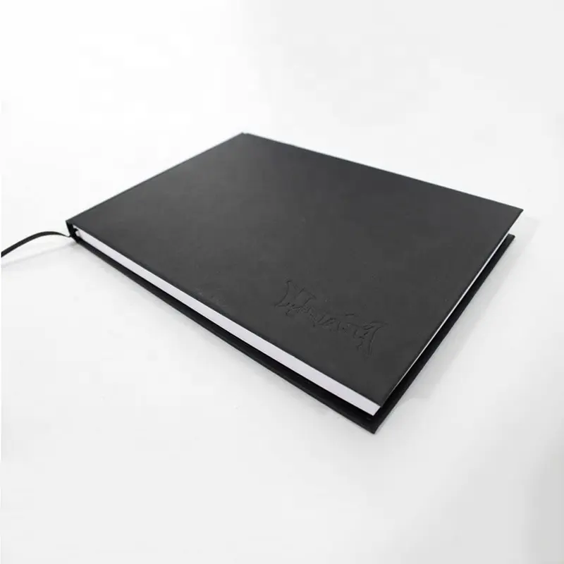 Impresión de logotipo personalizado cubierta negra cuaderno de bocetos papel ecológico libro de paisaje libro de visitas de boda álbum de arte libro con páginas en blanco