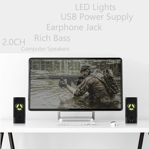 Altavoz Nuevo diseño 2,0 USB Computadora de escritorio Altavoz de juegos con luz LED con cable con entrada de auriculares y entrada de micrófono - Product Image 3