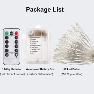 Waterproof Purple <strong>String</strong> <strong>Lights</strong> Fairy <strong>Lights</strong> Led Garland <strong>String</strong> Lamp <strong>Timer</strong> 100led 33ft Copper Wire <strong>Light</strong> <strong>String</strong> With <strong>Remote</strong> - Product Image 3