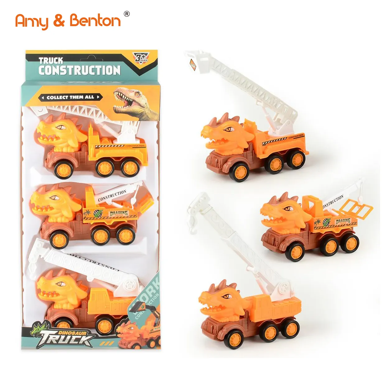 Nieuw Item Engineering Voertuig Auto Kinderen Plastic Dinosaurus Bouw Auto Speelgoed Truck Voor Kinderen