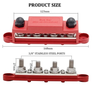 48V <strong>250A</strong> Copper-Nickel <strong>Busbar</strong> - 4xM10 Post &amp; 6xM4 Screw Terminal Block for Power Distribution - Product Image 6