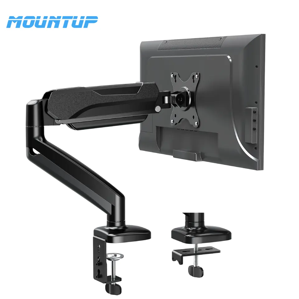 Soporte de brazo ajustable para monitor individual, pantalla de ordenador de 32 pulgadas, con resorte de gas