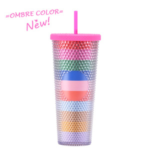異なるサイズの二重壁容量スタッズピンチカップ22OZファッションクリエイティブASストロードリアンプラスチックカップ