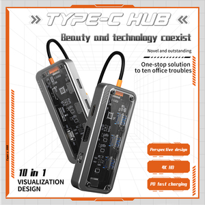 Nuovo hub usb c trasparente stile punk porta di rete Gigabit hub USB 3.0 hub 10 in 1 di tipo c - Product Image 3