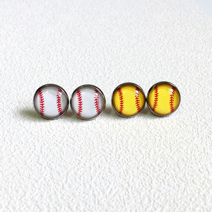 أقراط كرة السلة والبيسبول لكرة القدم للبيع بالجملة ، أقراط قوس قزح بأحجار كريمة لاصقة بالتنقيط ، أقراط - Product Image 5