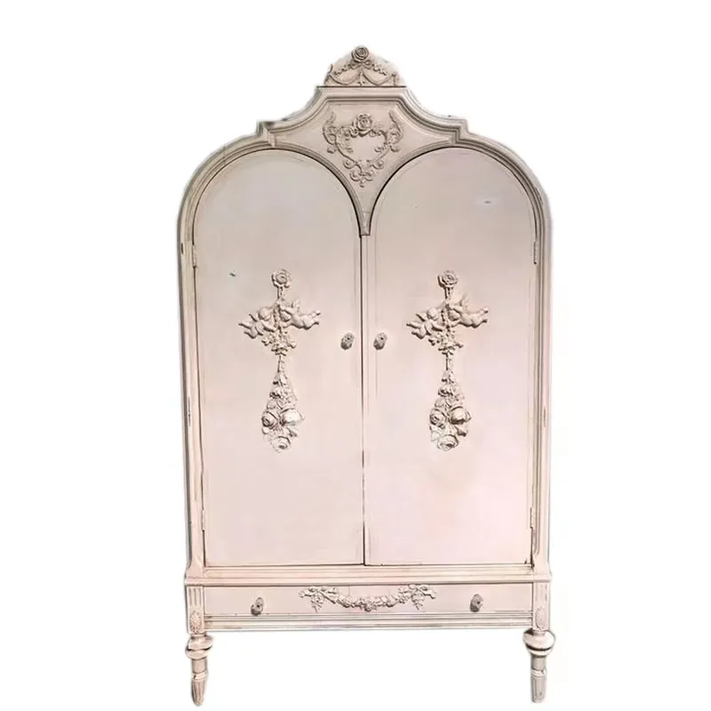 Francese retro do old palace style camera da letto intagliata doppia porta con cassetto armadio in legno massello