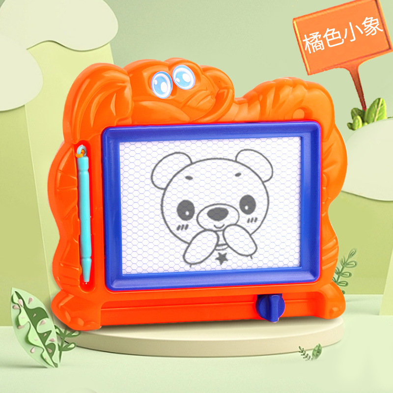 Black and white baby elephant drawing board red