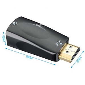 HDMI a VGA con Adaptador de Audio macho a hembra con salida de Audio de 3,5mm para PC portátil sin alimentación, proyector, HDTV