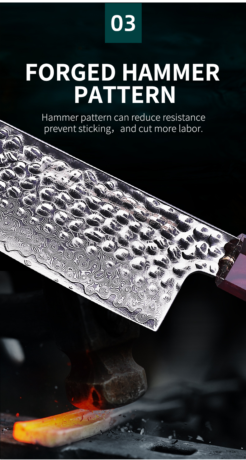 FINDKING Eternity Series 7 Inch Japanese Nakiri Knife 9Cr18MoV 67 Layers Damascus Steel Blade Resin Handle Kitchen Chef Knife