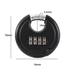 70mm Uncutable Disc 4桁のコンビネーション南京錠防水自己収納ドアステンレス鋼ディスクコンボロック2キー - Product Image 3