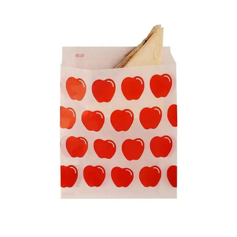 사용자 정의 일회용 감자 튀김 튀김 치킨 쿠키 팝콘 종이 포장 가방 유리 왁스 종이 가방