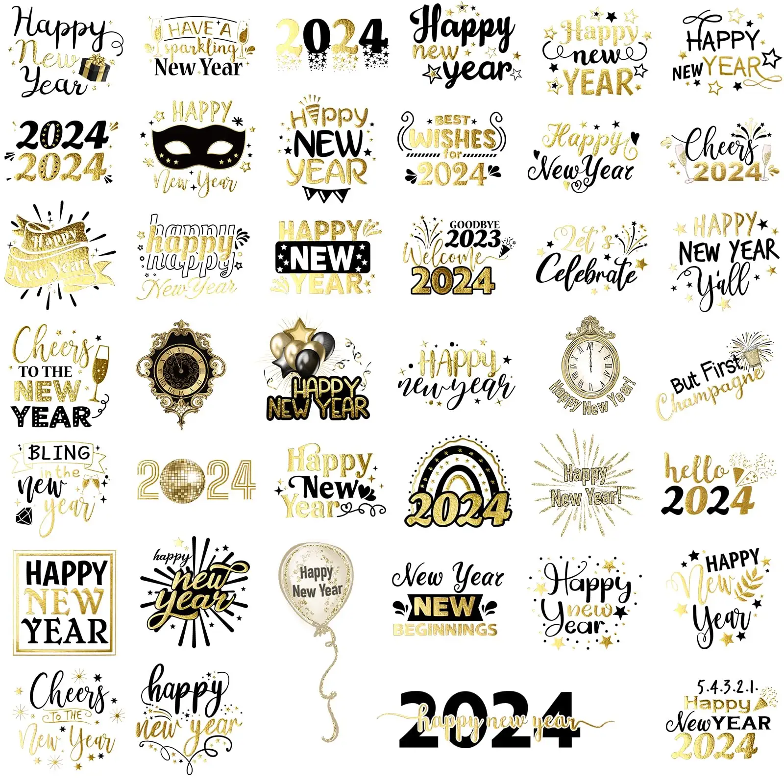 새해 문신 키트 200pcs 새해 복 많이 받으세요 파티 용품 방수 임시 문신 스티커