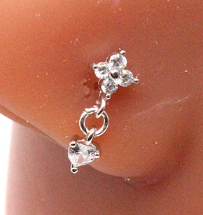 Silver Gold flower heart dangle