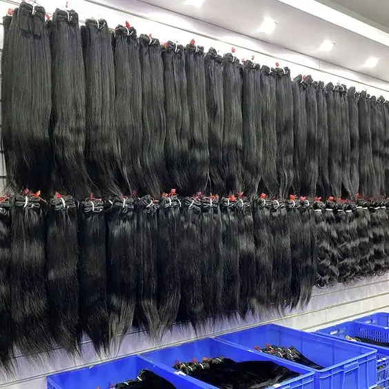 Amostra grátis 10A 40 Inch Cabelo cru vietnamita, Pacotes de cabelo humano peruano, Duplo desenhado extensão colorida do cabelo humano