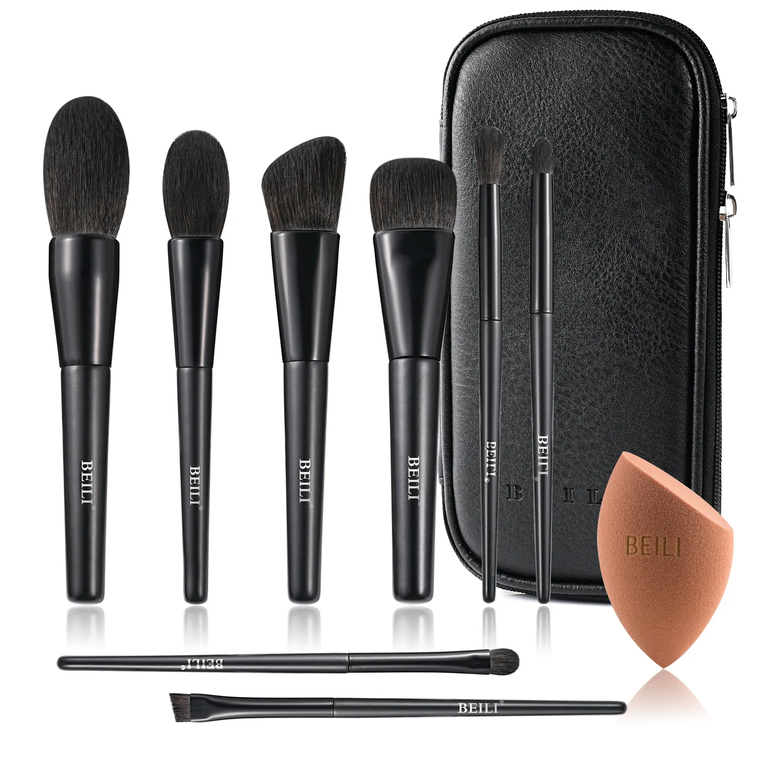 BEILI luxuriös professionell mattschwarz 8teiliges make-up-pinsel-set individualisierte eigenmarke synthetisches haar schönheitspflege-geräte make-up pinsel