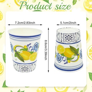 <span class=keywords><strong>9oz</strong></span> Capri limon parti kağıt kahve bardağı tek kullanımlık mavi fayans sarı limon yaz dekoratif parti bardakları yaz parti için