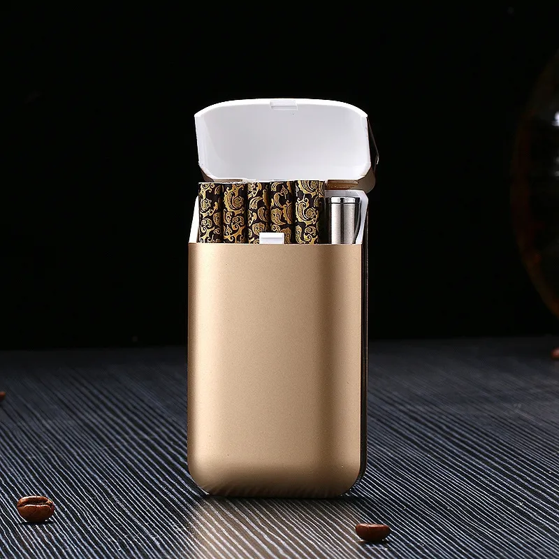 KY Wholesale Customized Reusable Electric Lighter 10 Sticks Usb Charging Aluminum Blank Cigarette Boxes