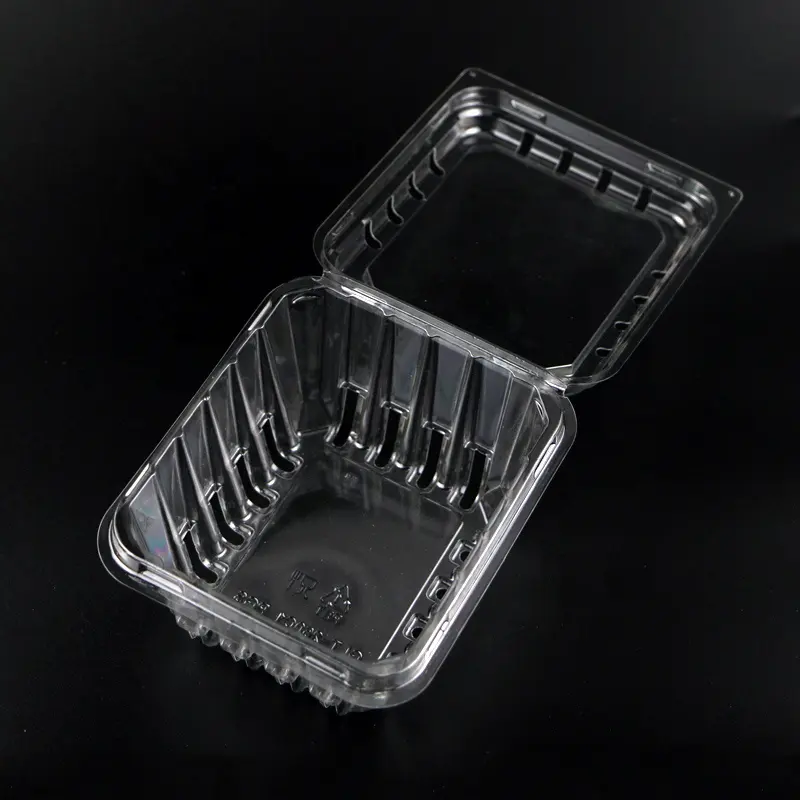 Caja de plástico desechable para fruta, contenedor, bandeja para fruta, embalaje de concha de ampolla transparente, rectangular plegable para mascotas