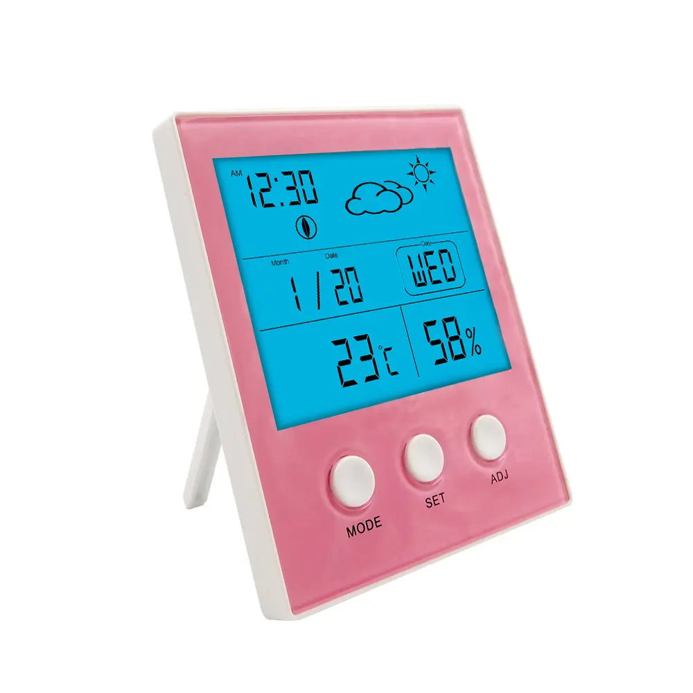 ساعة ذكية بشاشة كبيرة منبه للوقت ومقياس حرارة منزلي محطة الطقس بشاشة كبيرة مقياس حرارة رقمي مقياس رطوبة