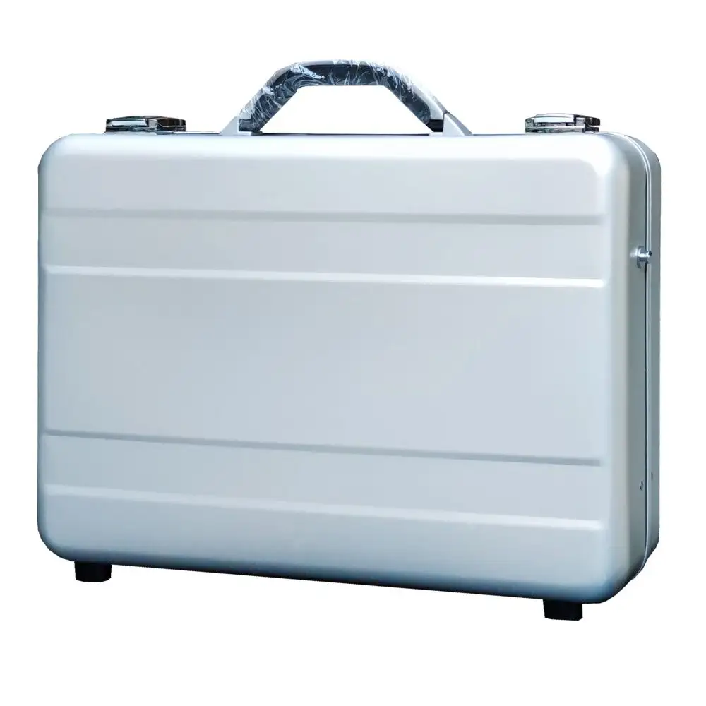 Valigetta in alluminio design personalizzato valigetta in lega di alluminio argento custodia rigida sottile per laptop con tracolla
