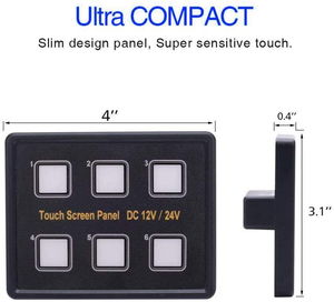 แผงควบคุมแบบสัมผัส DC แบบบาง<span class=keywords><strong>6</strong></span> Gang อุปกรณ์อิเล็กทรอนิกส์สำหรับรถยนต์12V/24V สวิตช์รีเลย์สำหรับรถยนต์เรือเดินทะเลรถบรรทุก - Product Image 4