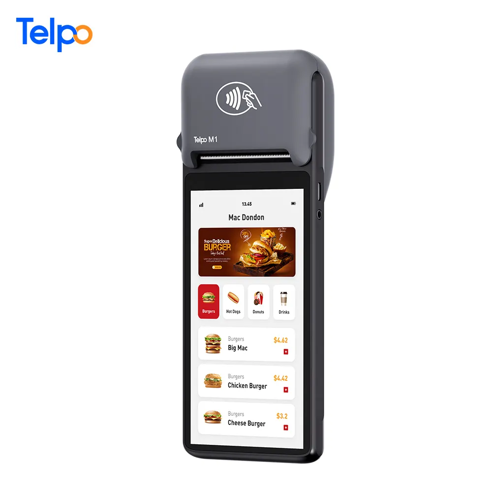 Impresora de recibos pda inteligente, dispositivo de impresión portátil con android, 5g, wifi/BT, para entrega de alimentos