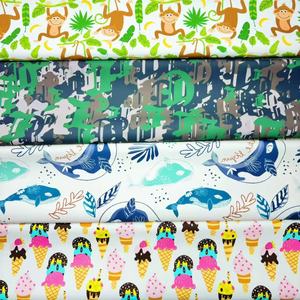 Áo mưa giả da in hình cho trẻ em Kem khỉ da báo in hình da vải chống gió được sử dụng cho áo poncho - Product Image 1