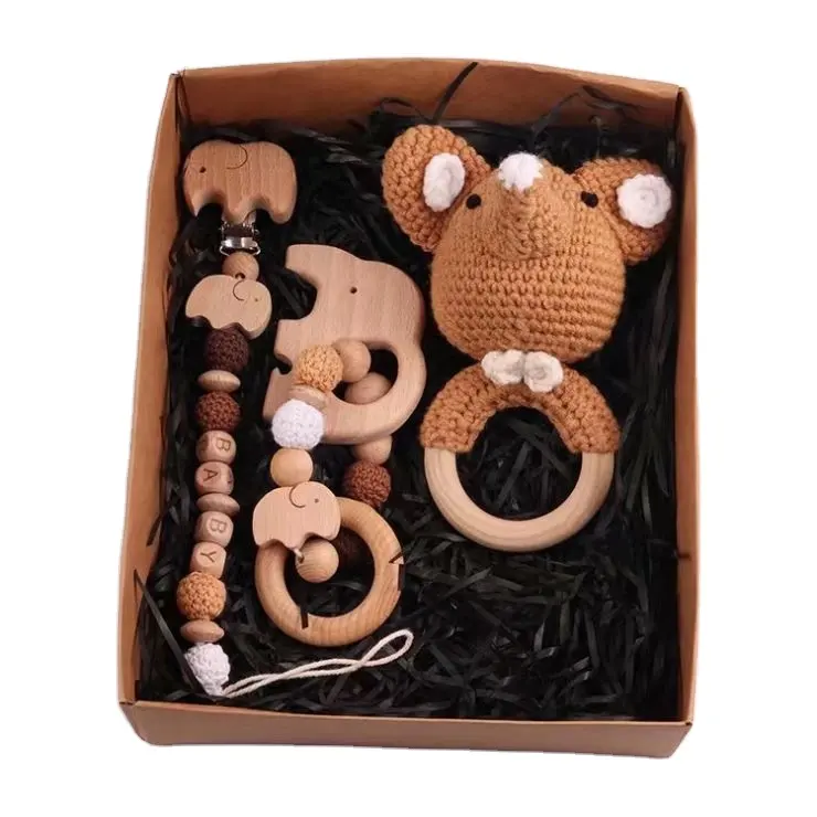 ألعاب من القطن مصنوعة يدويًا من الأميجورومي فيل خشب الزان والكروشيه على شكل حيوانات