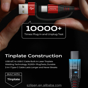 AINOPE Hot <strong>2</strong> <strong>in</strong> <strong>1</strong> Durable Eco Friendly Nylon TPE Jacketed Type-C Charging Fast Charging Multi Safety Features for Car - Product Image 4