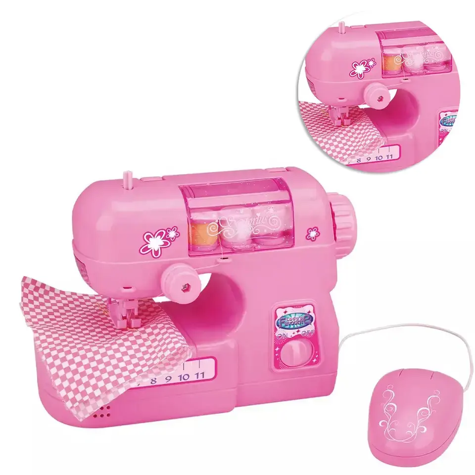 Minimáquinas DE COSER eléctricas de plástico rosa para niños, juguetes para pequeños electrodomésticos, juguetes para jugar a las casitas, Juguetes