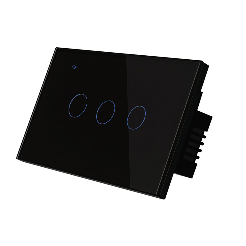 WiFi Universal Switch (Single/Live & Neutral/Live) 3-Gang, Black