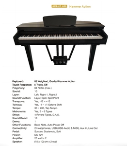 Factory Price <strong>Easy</strong> to Play <strong>Keyboard</strong> 88-Key Grand Piano for Playing for Beginner Music Lover Students Grand600