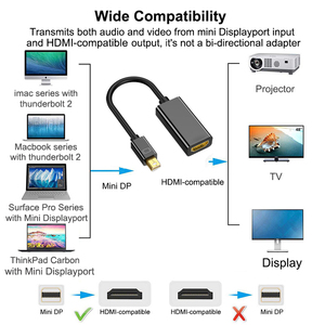 Jasoz 4k迷你显示端口至HDMI转换器适配器30hz视频音频迷你DP公至hdmi母电缆转换器适配器 - Product Image 2